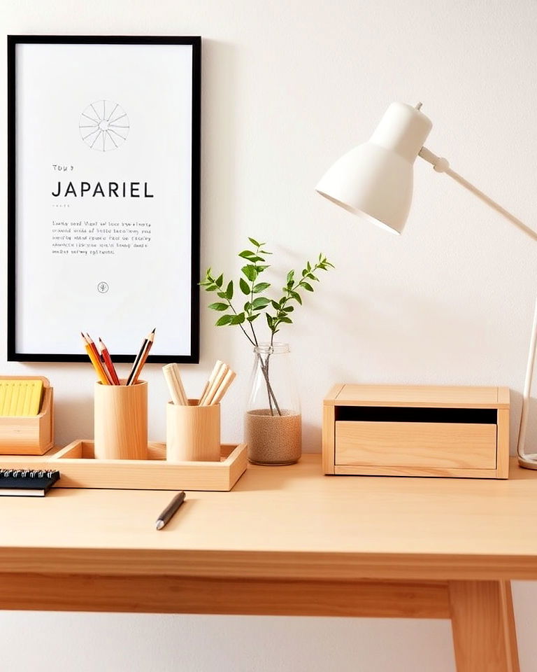 natural wood desk organizers natural wood desk organizers - 25 Japandi Home Office Ideas