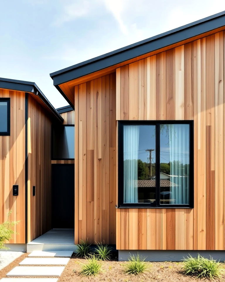 natural wood japandi faade - 15 Japandi House Exterior Ideas