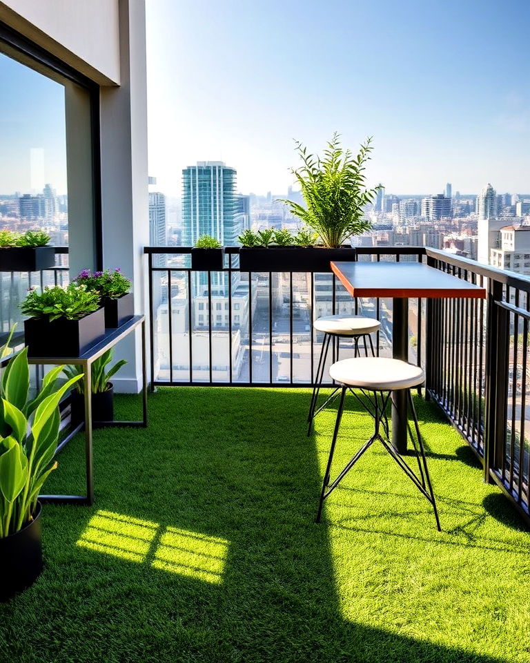 nature inspired balcony bar - 25 Artificial Grass Balcony Design