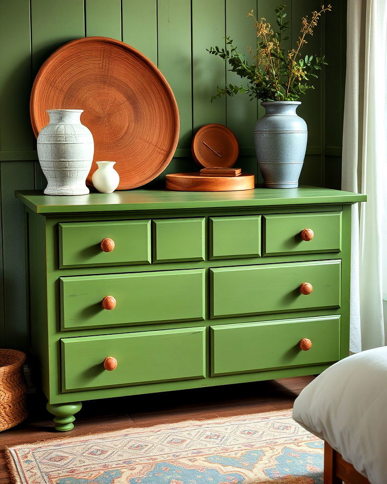 nature inspired green painted dresser - 35 Painted Dresser Ideas