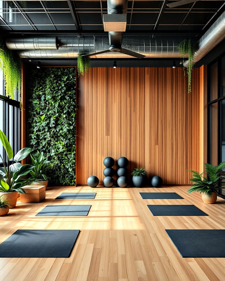 nature inspired theme gym interior - 25 Gym Interior Design Ideas