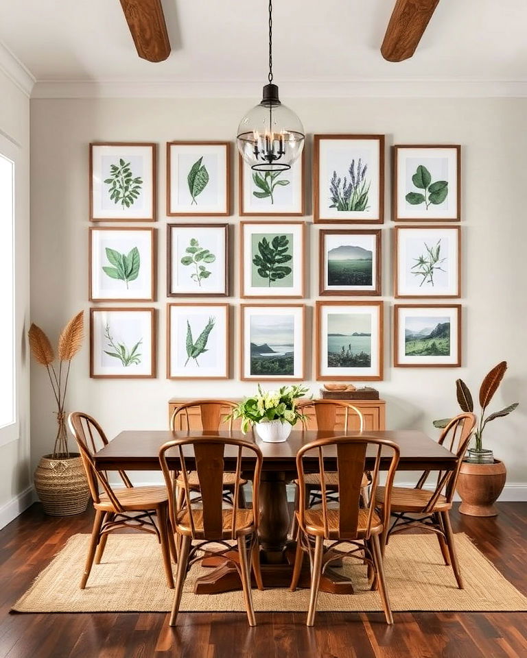 nature inspired themes dining room gallery wall - 15 Dining Room Gallery Wall Ideas