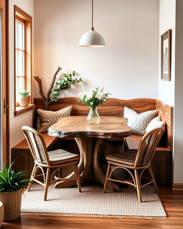 nature inspired zen breakfast nook - 20 Corner Breakfast Nook Ideas