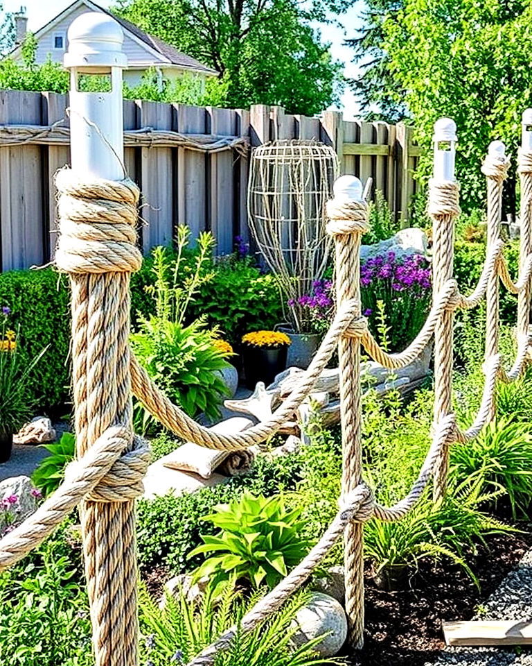 nautical rope features garden - 20 Seaside Themed Garden Ideas