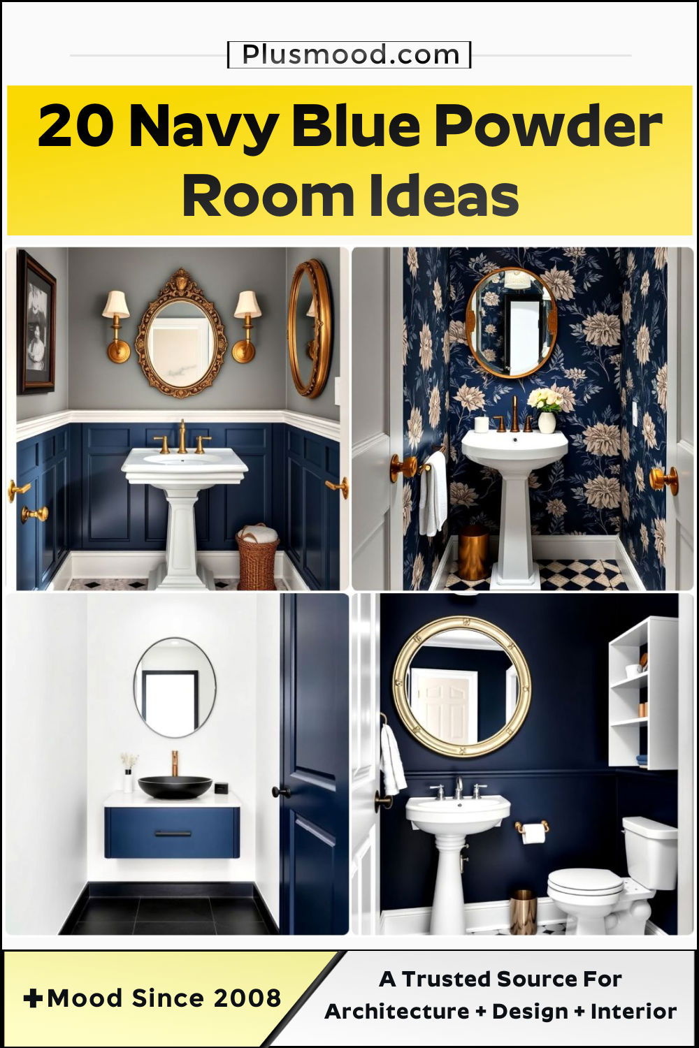 navy blue powder room ideas