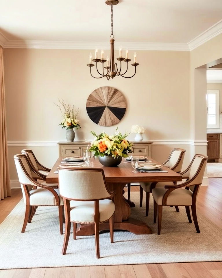 neutral and earthy tones cottagecore dining room - 40 Cottagecore Dining Room Ideas