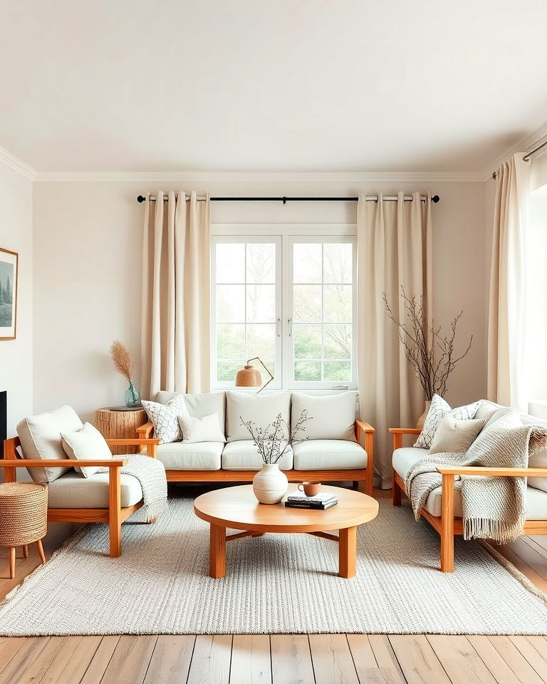neutral color palette living room - 20 Rustic Scandinavian Living Room Ideas