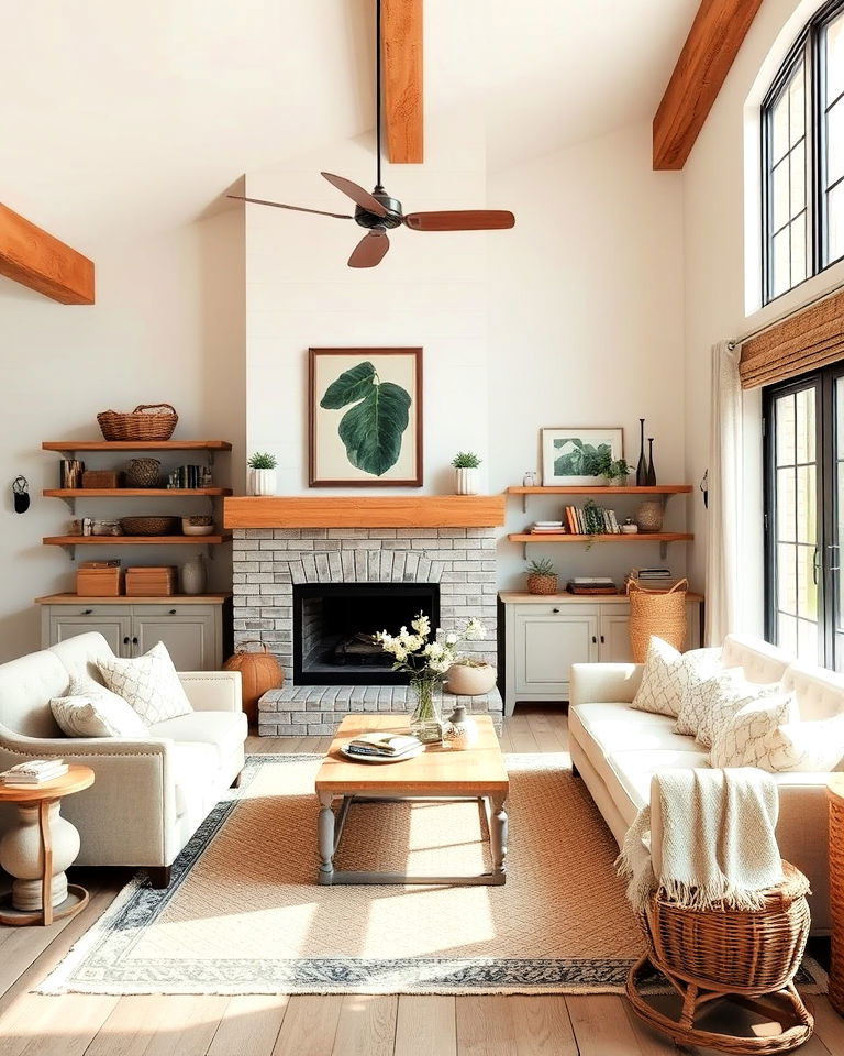 neutral color palettes farmhouse interior - 20 Rustic Farmhouse Interior Design Ideas