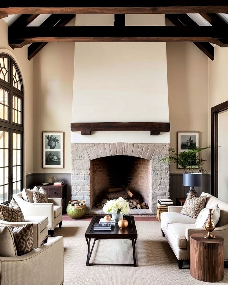 neutral color palettes for showcasing tudor style house interior - 25 Tudor Style House Interior Ideas