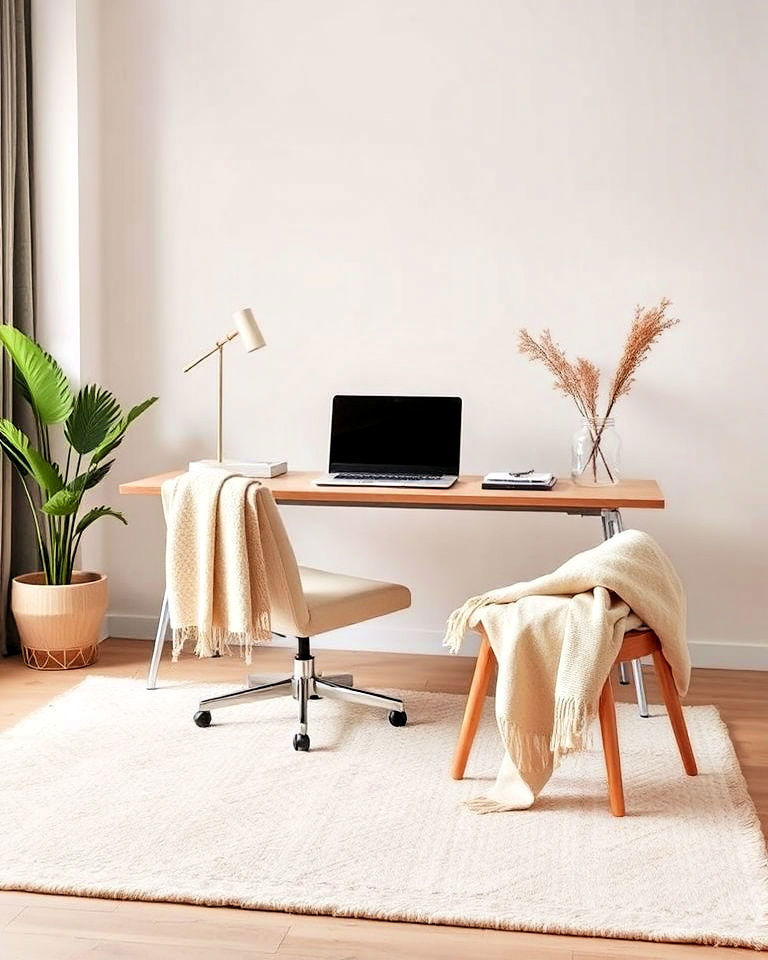 neutral textiles for added comfort neutral textiles for added comfort - 25 Japandi Home Office Ideas