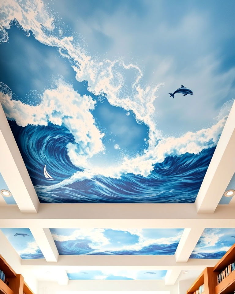 ocean waves mural - 25 Ceiling Murals