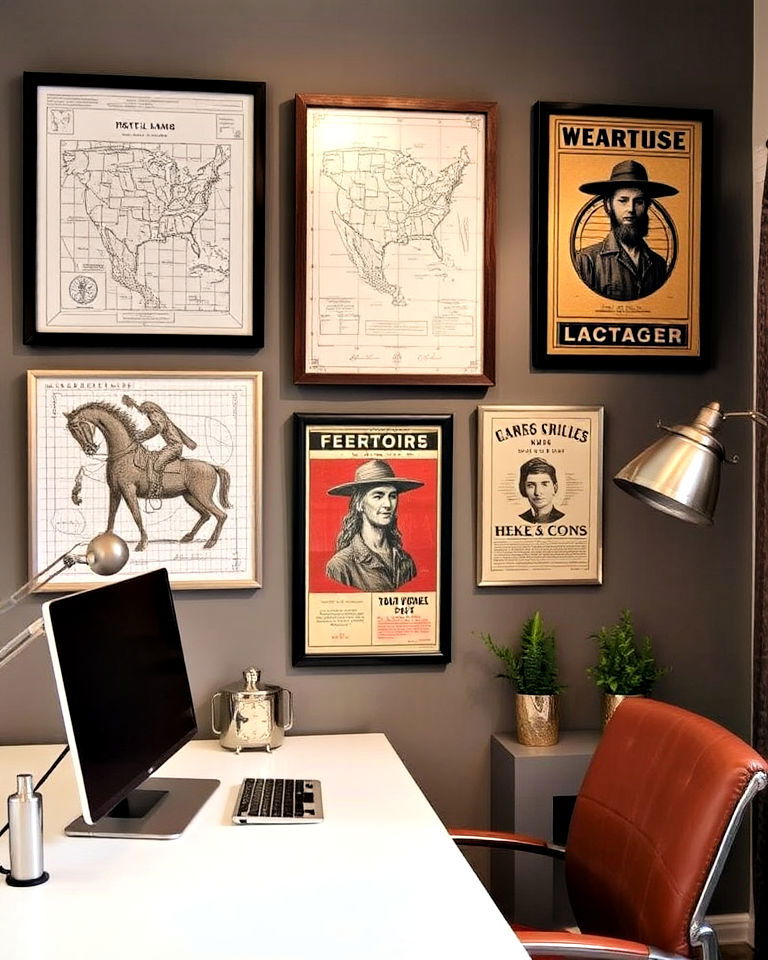 office industrial themed wall art - 30 Industrial Home Office Ideas