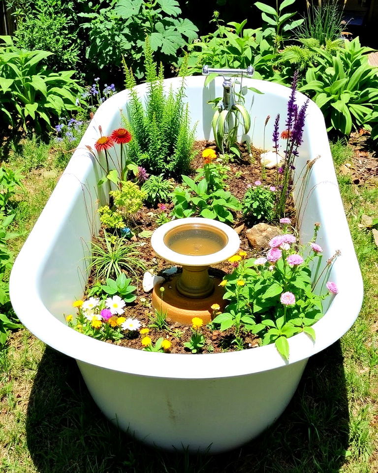 old bathtub into a haven for backyard wildlife - 15 Backyard Old Bathtub Garden Ideas