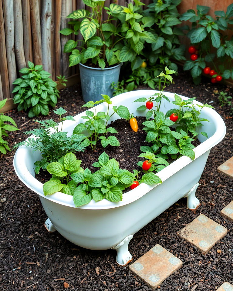 old bathtub vegetable garden - 15 Backyard Old Bathtub Garden Ideas