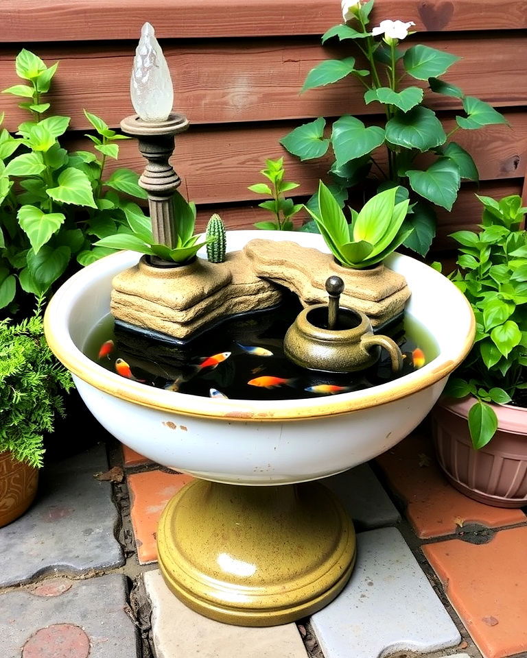 old sink into a charming container fish pond - 15 Container Fish Pond Ideas