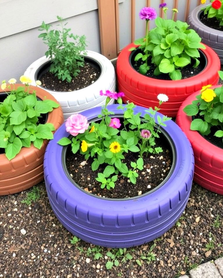 old tires into round garden beds - 15 Round Garden Bed Ideas