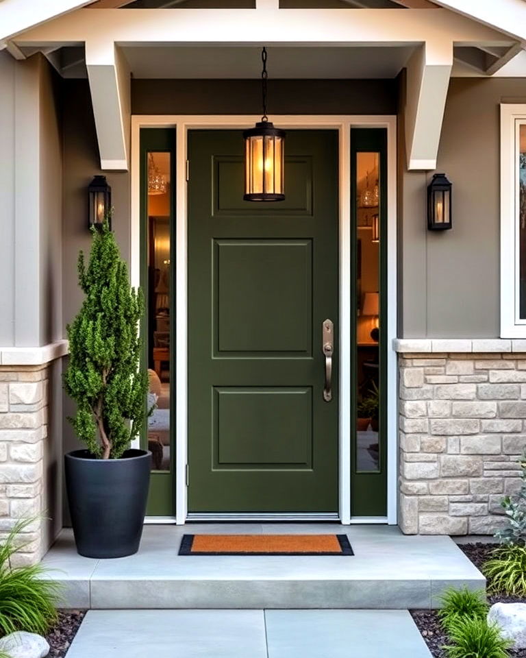 olive green front door color - 25 Mid Century Front Door Colors