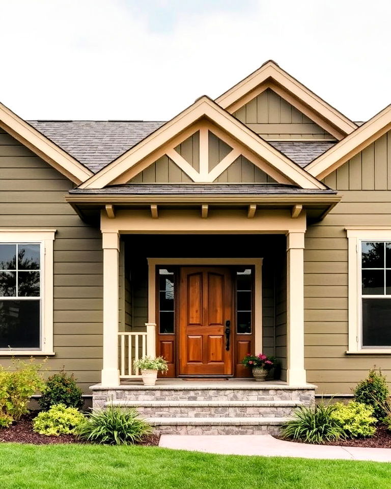 olive green siding for warm inviting exterior - 30 House Siding Colors