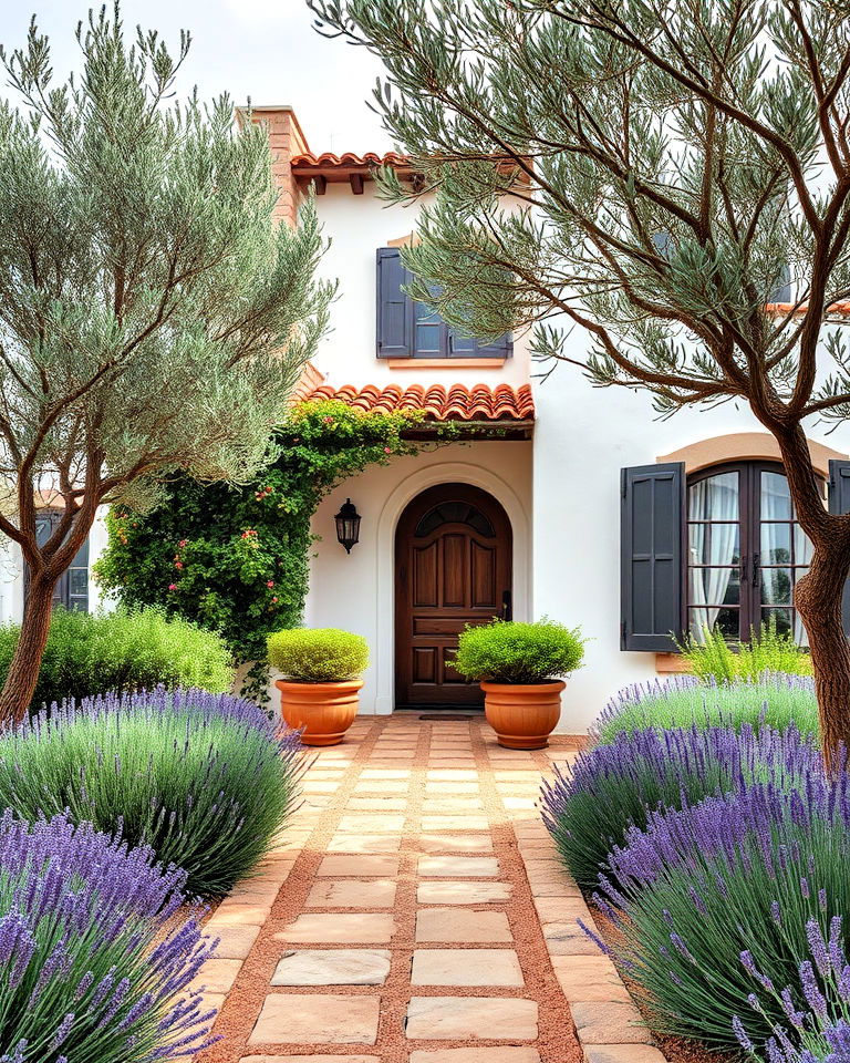 olive trees and mediterranean plants - 25 Mediterranean House Exterior Ideas