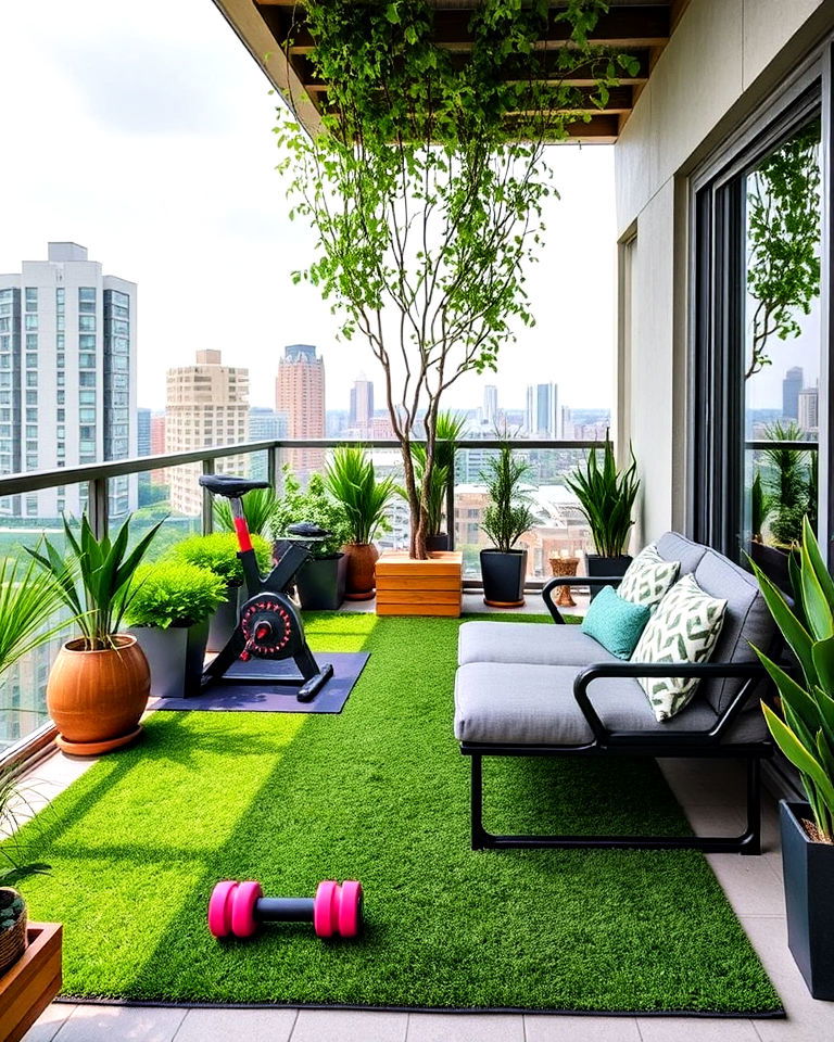 open air fitness zone on penthouse balcony - 15 Penthouse Balcony Ideas