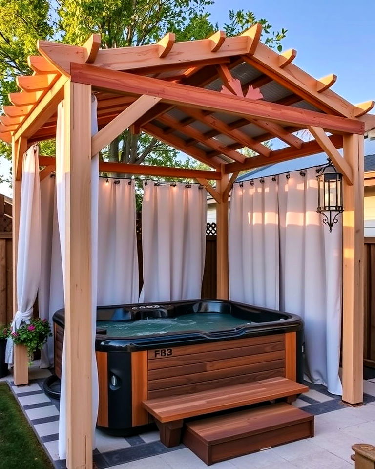 open air pergola hot tub shelter design - 15 Hot Tub Shed Ideas