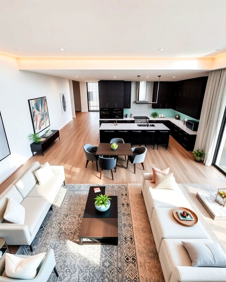 open concept layout living room dining room combo - 30 Living Room Dining Room Combos