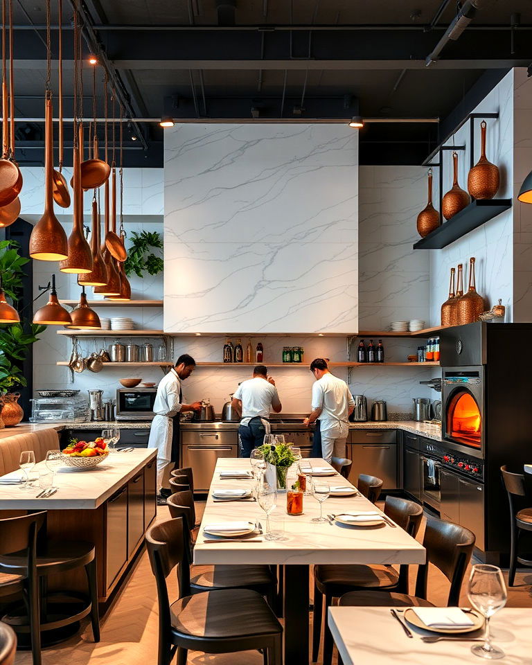 open kitchen layout for italian restaurant - 25 Italian Restaurant Decor Ideas