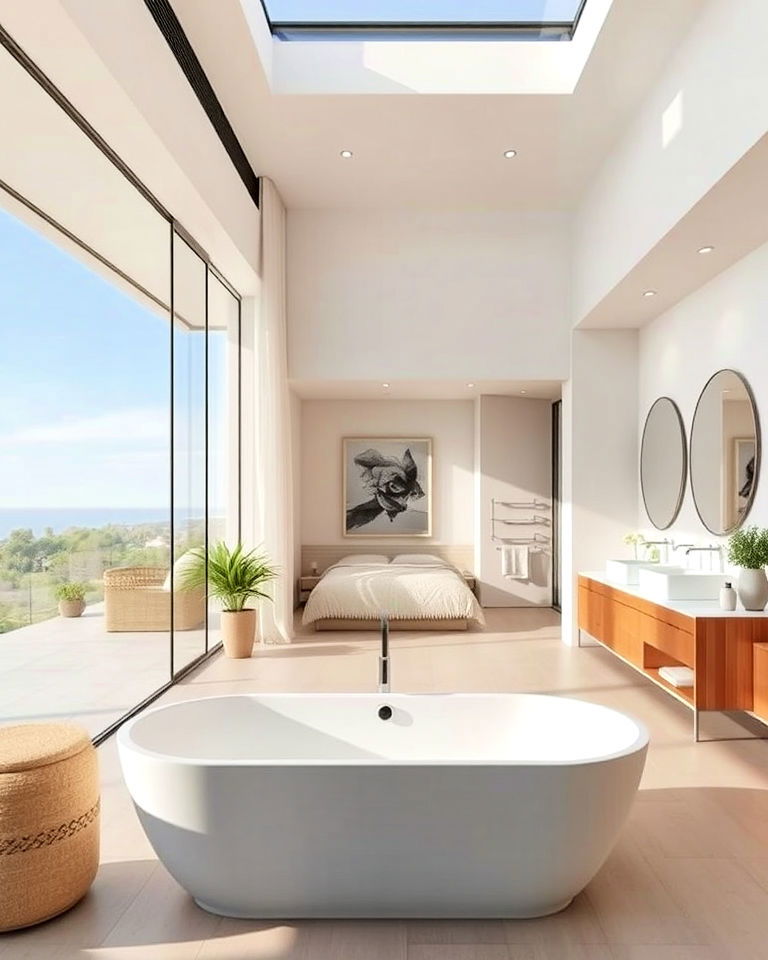 open plan en suite integration bedroom - 15 Bathtub in Bedroom Ideas