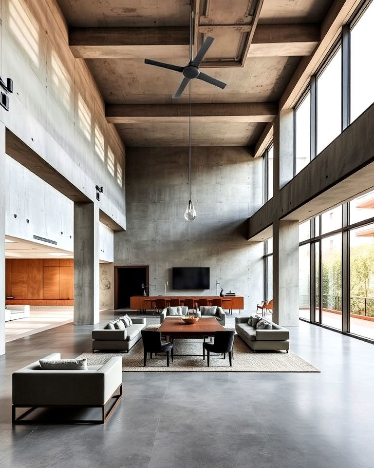 open plan layouts brutalism interior design - 15 Brutalism Interior Design Ideas