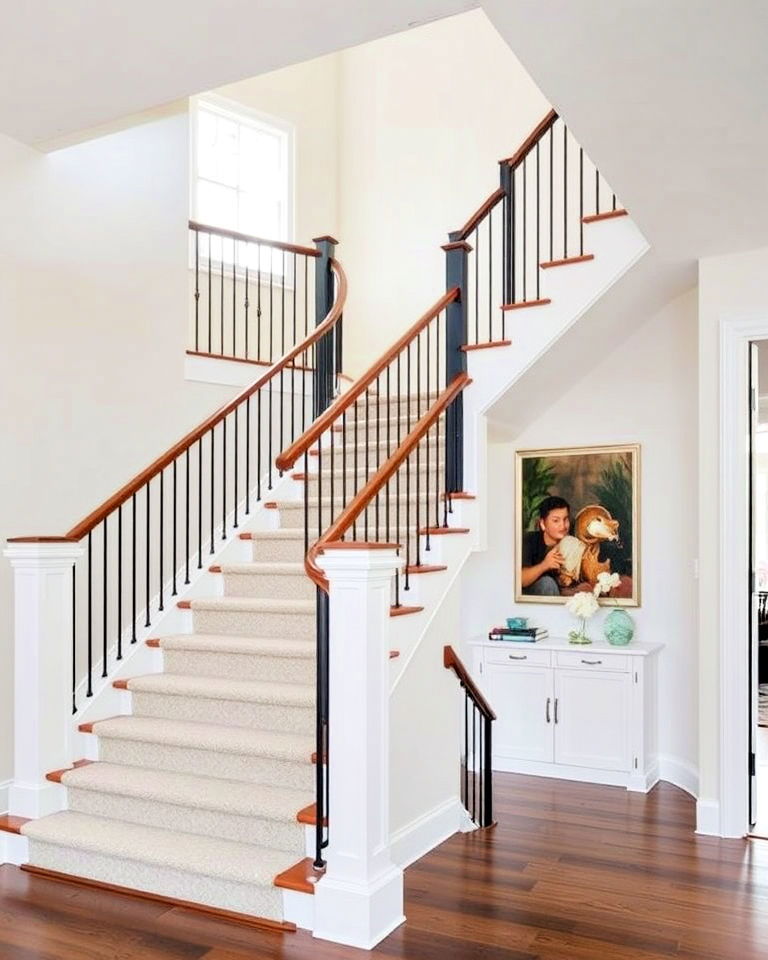 open staircase for transitional interior - 25 Transitional Interior Design Ideas
