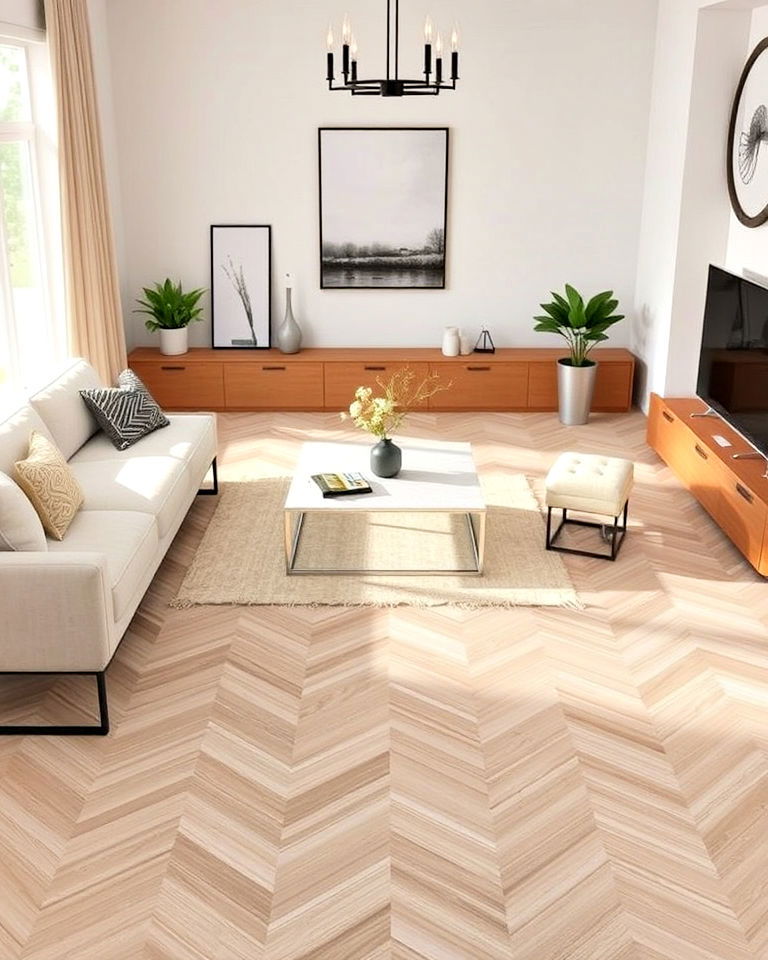 opt for vinyl flooring with subtle patterns - 20 Living Room Vinyl Flooring Ideas