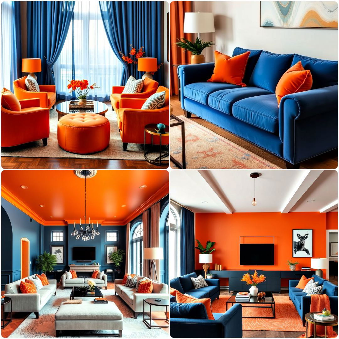 orange and blue living room ideas