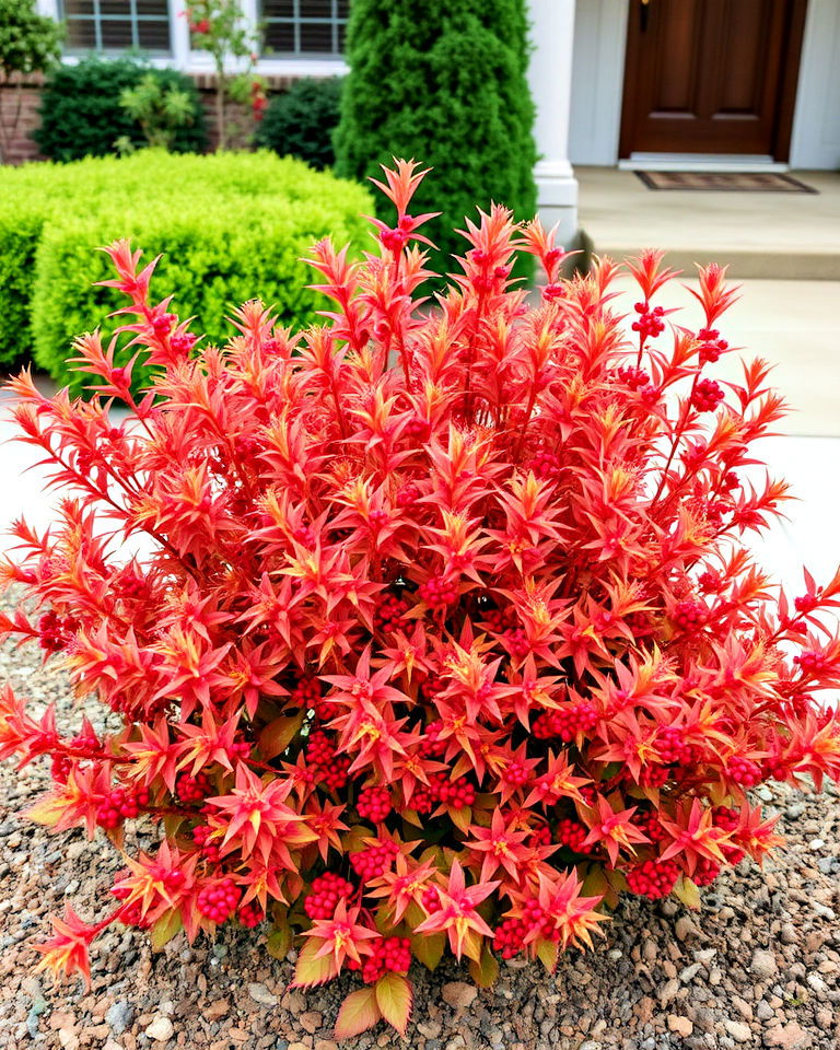 ornamental appeal with nandina - 25 Front Yard Evergreen Landscaping Ideas