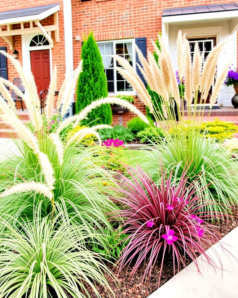 ornamental grasses small front yard townhouse landscaping - 20 Small Front Yard Townhouse Landscaping Ideas