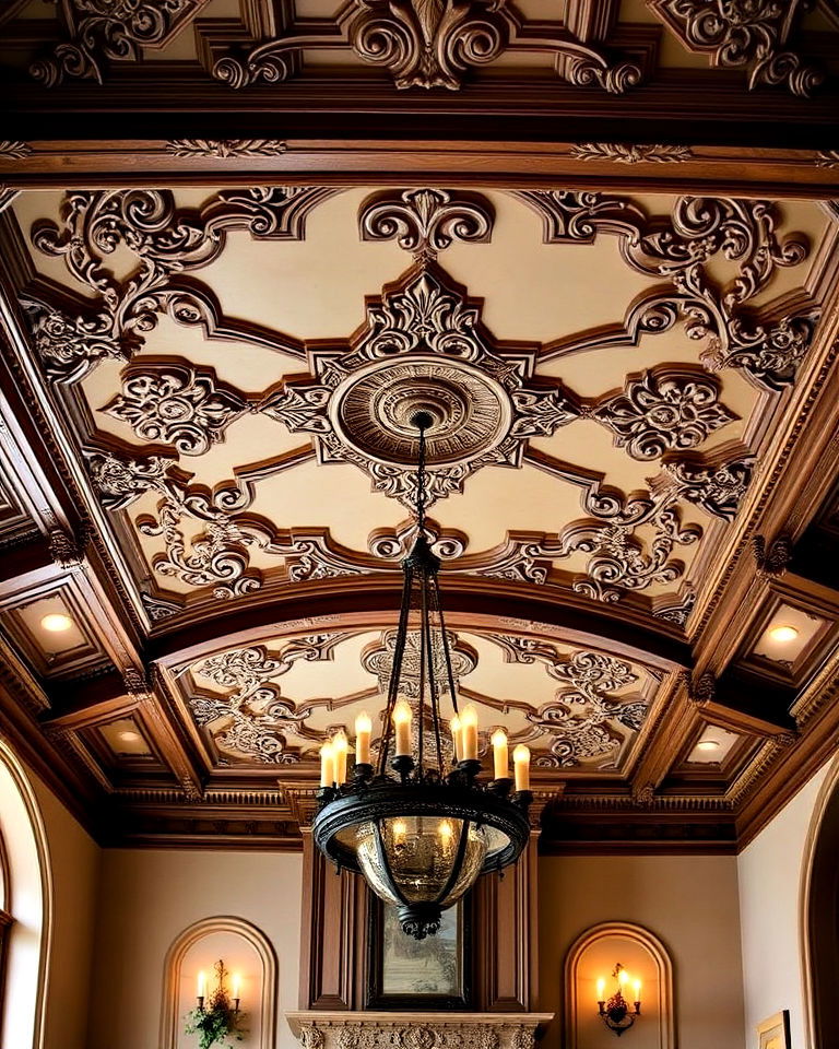 ornate ceilings elevate the old world aesthetic with intricate details - 20 Old World Interior Design Ideas