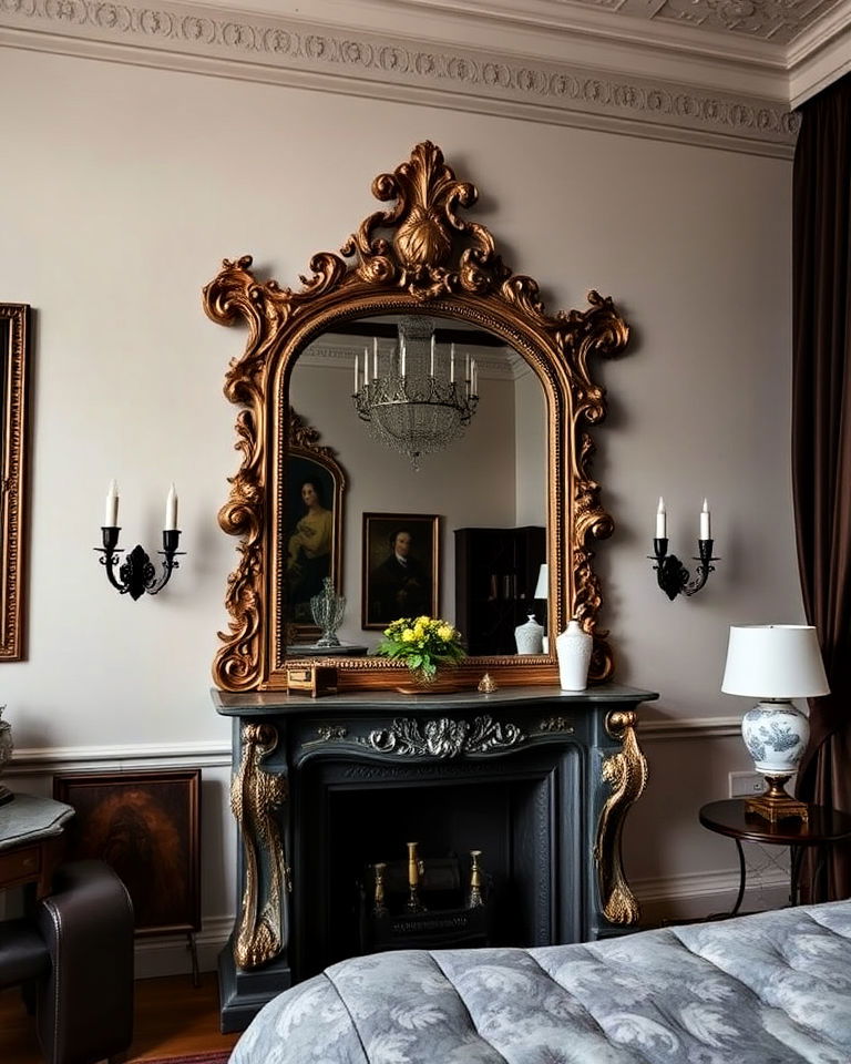 ornate mirror dark academia apartment - 15 Dark Academia Apartment Ideas