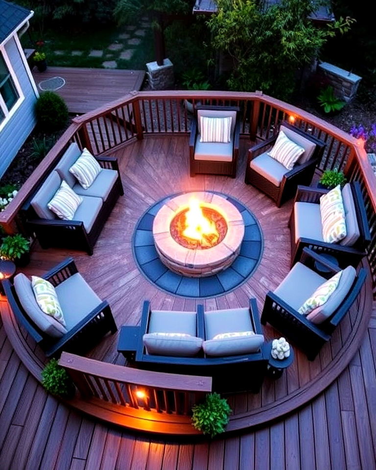 outdoor decking with fire pit - 30 Garden Decking Ideas