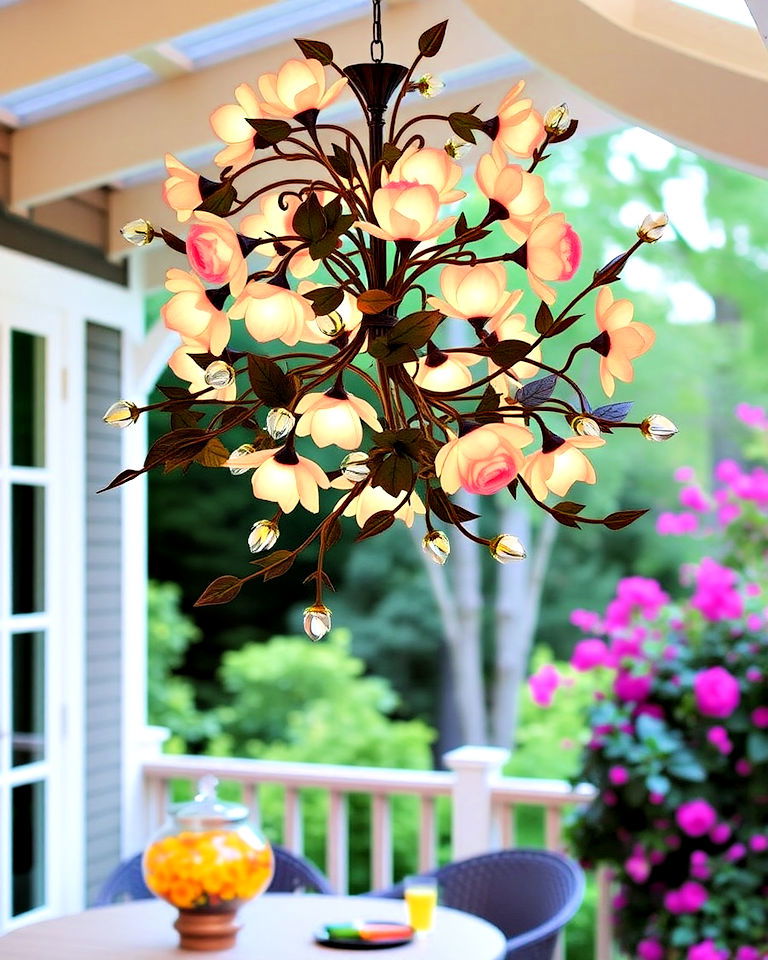 outdoor floral inspired chandeliers - 15 Outdoor Chandelier Ideas