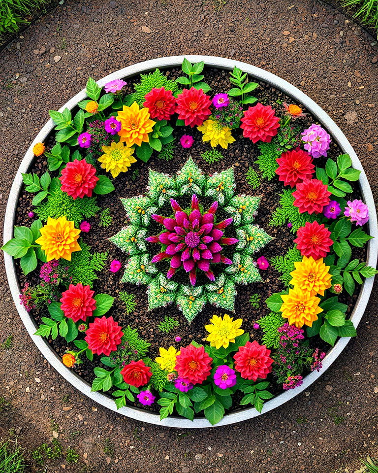 outdoor flower mandala garden - 15 Round Garden Bed Ideas
