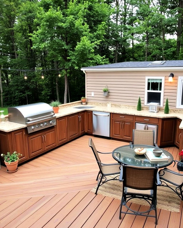 outdoor kitchen deck - 20 Mobile Home Deck Ideas
