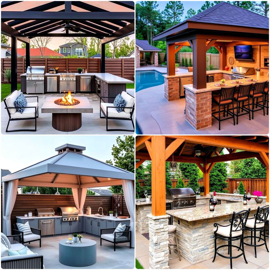 outdoor kitchen with a gazebo ideas