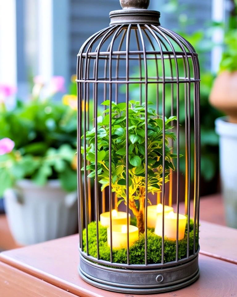 outdoor lantern style bird cage - 15 Bird Cage Planter Ideas