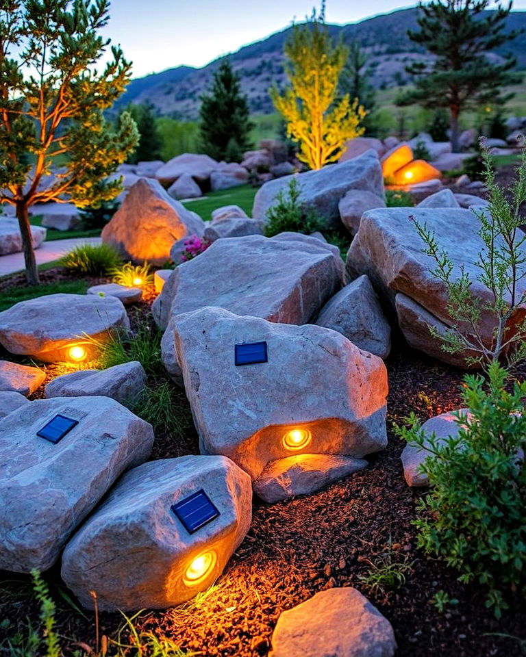 outdoor lighting with boulder fixtures - 25 Colorado Landscaping Ideas