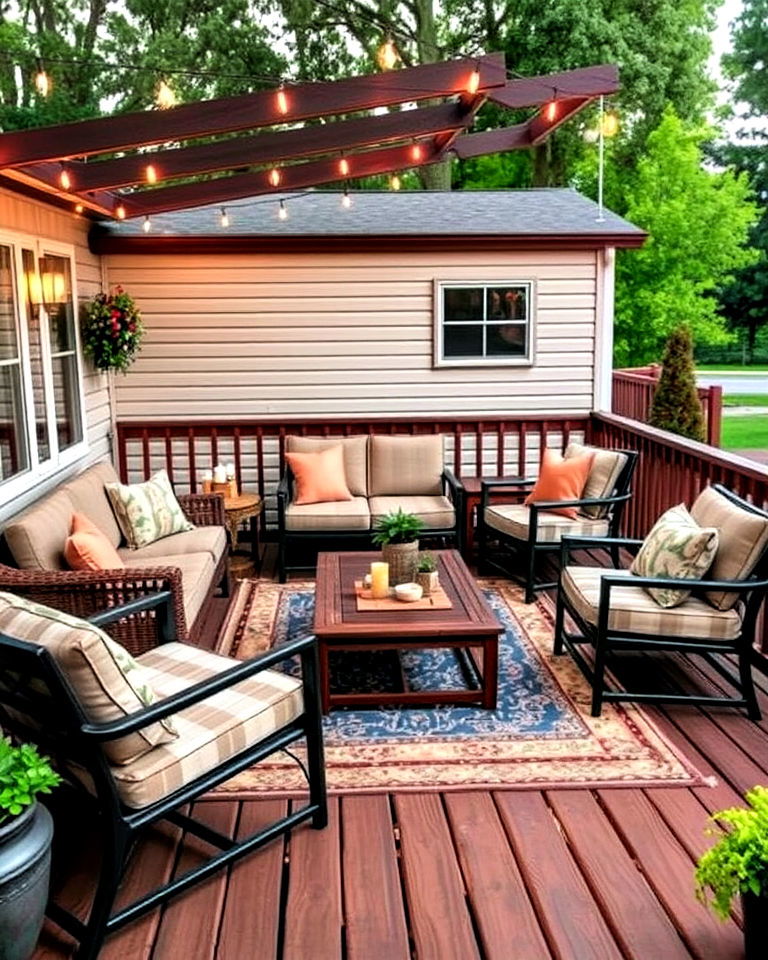 outdoor living room - 20 Mobile Home Deck Ideas