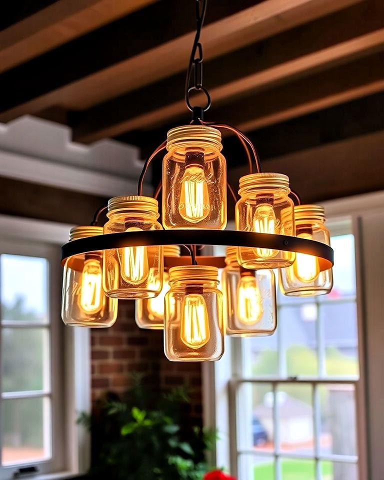 outdoor mason jar chandeliers - 15 Outdoor Chandelier Ideas