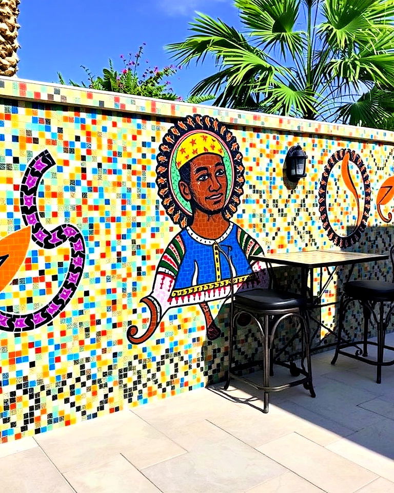 outdoor mosaic tile wall - 20 Outdoor Accent Wall Ideas
