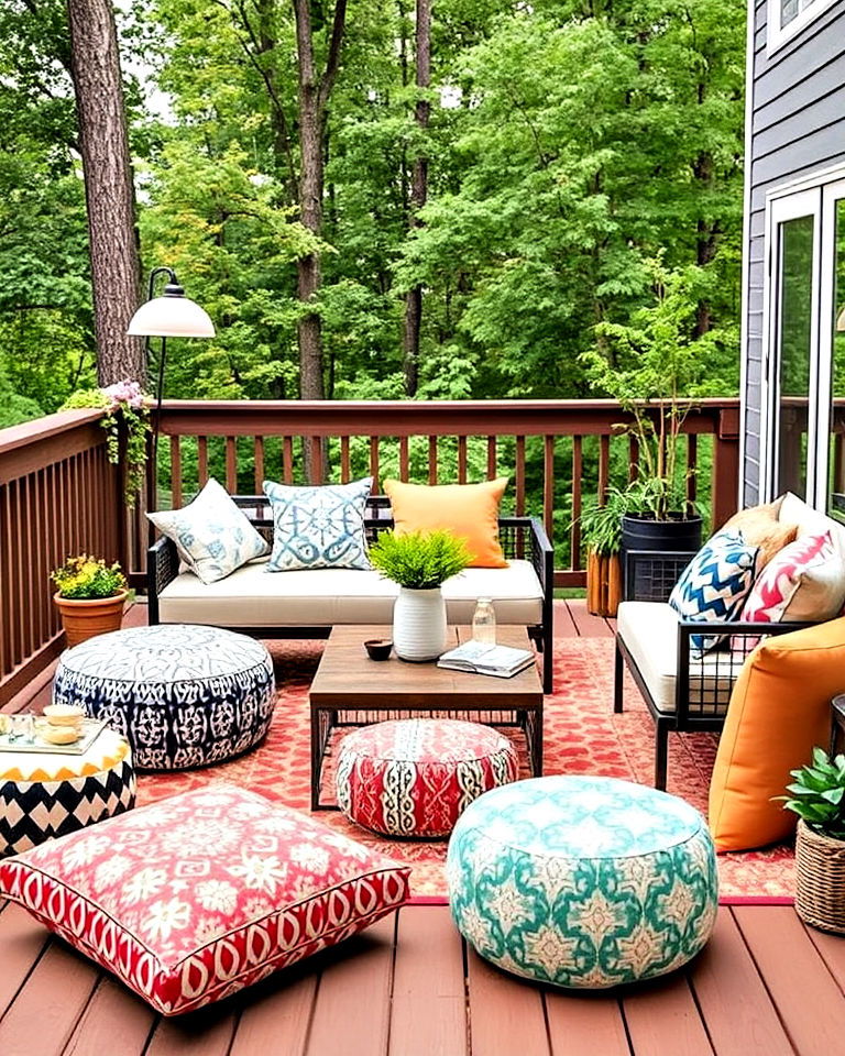 outdoor poufs and ottomans - 20 Deck Seating Ideas