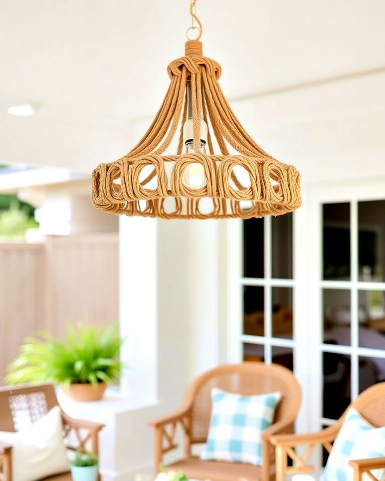 outdoor rope wrapped chandeliers - 15 Outdoor Chandelier Ideas