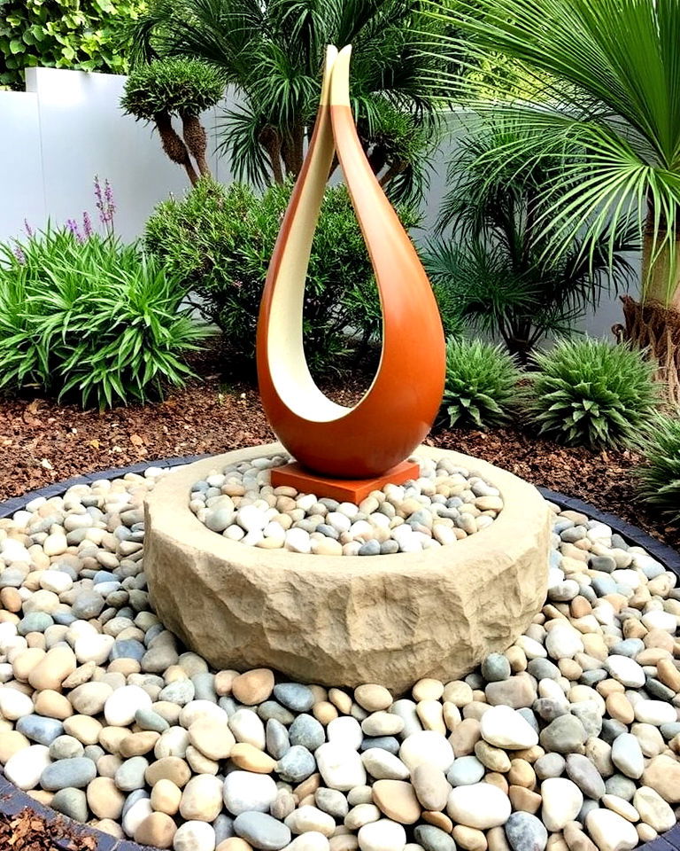 outdoor sculptures with mexican beach pebbles - 15 Mexican Beach Pebbles Landscaping Ideas