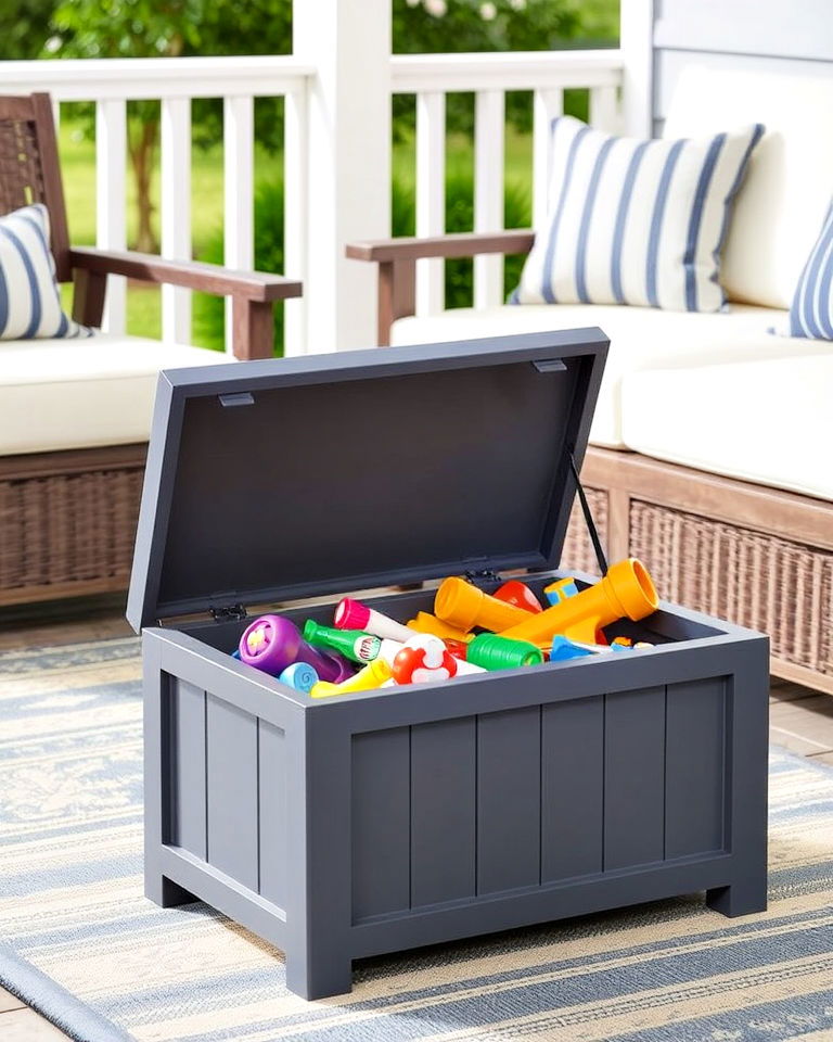 outdoor storage ottomans - 25 Outdoor Toy Storage Ideas